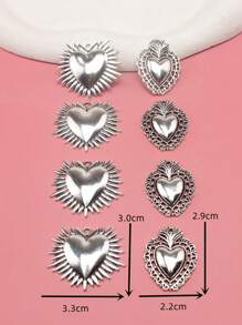 8pcs Mixed Sun Heart Zinc Alloy Pendant DIY Necklace, Earring, Jewelry Making A418