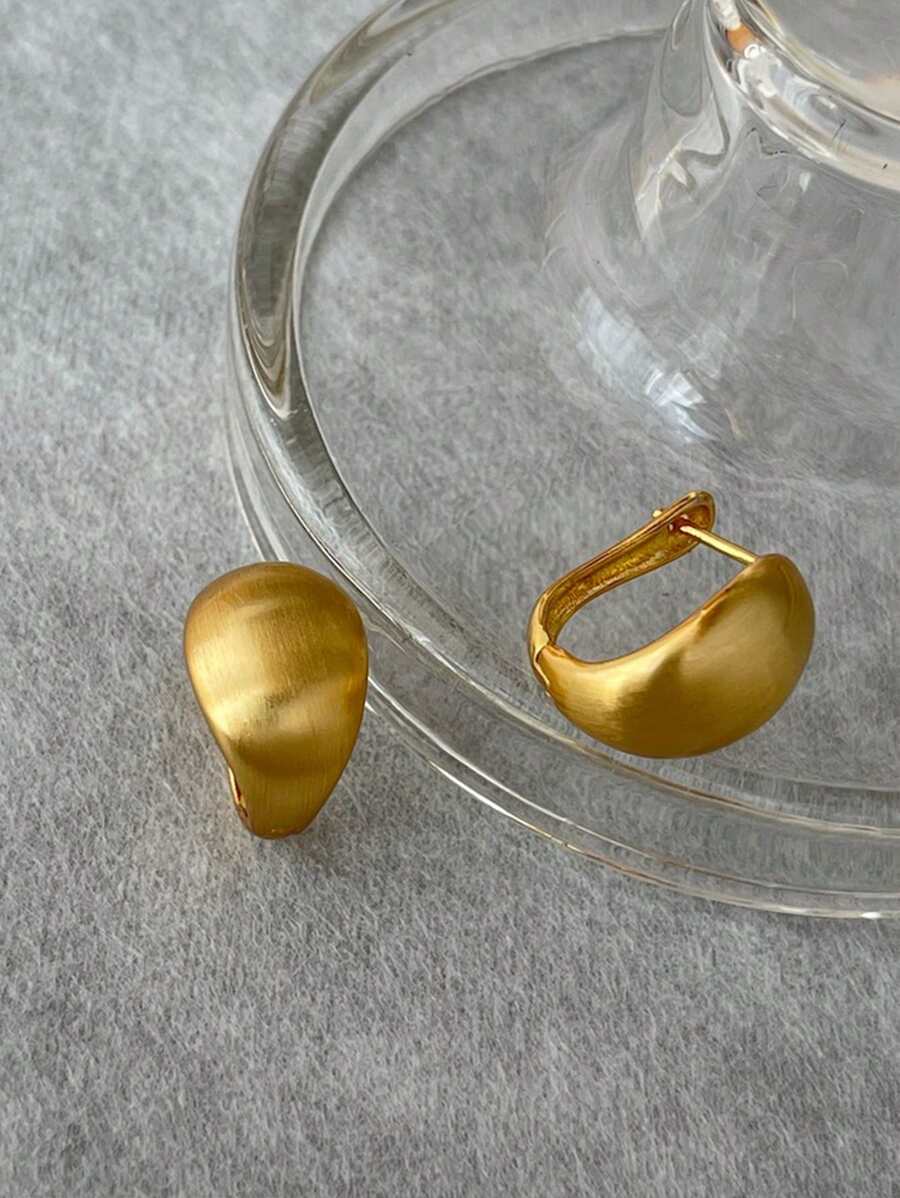 1pair Fashionable Matte Brushed Arc-Shaped Hoop Earrings For Women