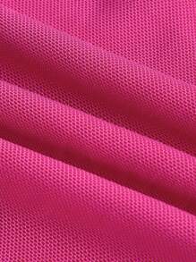 SHEIN EZwear 木耳邊網紗覆蓋半身裙 - 玫紅色 - 查看 3