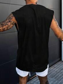 Manfinity Homme Men Slogan Graphic Tank Top - Black - View 2