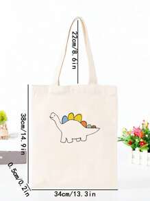 Túi Mua Sắm Nhỏ Hoạt Hình Đồ Họa Khủng Long Preppy - Màu be - Xem 4