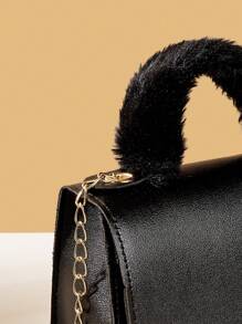 迷你方包黑色翻蓋適用於日常 - 黑色 - 查看 5