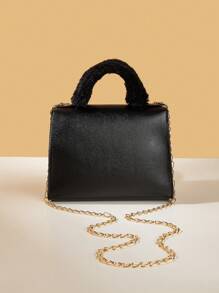 迷你方包黑色翻蓋適用於日常 - 黑色 - 查看 6