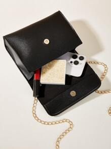 迷你方包黑色翻蓋適用於日常 - 黑色 - 查看 7