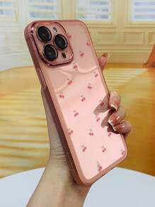Pink Cherry Pattern Anti-Fall Phone Case - Multicolor - View 1