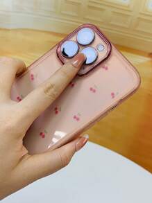 Pink Cherry Pattern Anti-Fall Phone Case - Multicolor - View 2