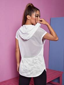 SHEIN Street Sport Camo Print Hooded Sports Sweatshirt - White - View 2