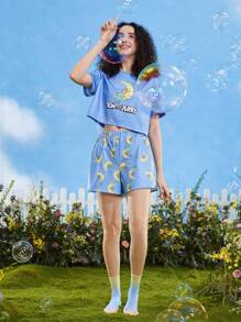 TOM & JERRY X SHEIN 2pairs Cat & Mouse Embroidery Crew Socks - Multicolor - View 6