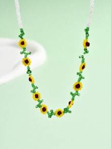 1入組波西米亞風格向日葵和串珠項鏈適用於女士度假 - 彩色 - 查看 3