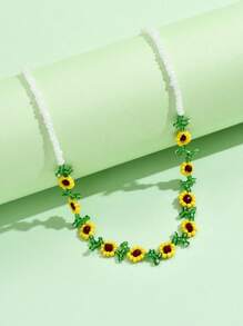 1入組波西米亞風格向日葵和串珠項鏈適用於女士度假 - 彩色 - 查看 5