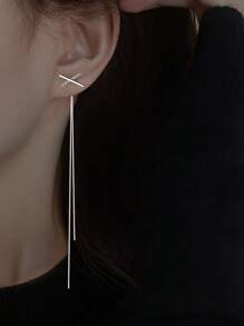 1pair Fashionable Minimalist Minimalist Style Style Letter & Tassel & Rhinestone Decor Dangle Earrings For Women