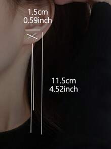 1pair Fashionable Minimalist Minimalist Style Style Letter & Tassel & Rhinestone Decor Dangle Earrings For Women