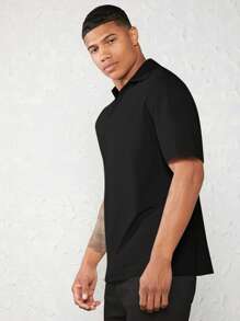 Manfinity VCAY Men Cotton Solid Polo Shirt - Black - View 7