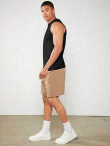 GENTILAND Nam Áo ba lỗ Bông Chất rắn - màu đen - Xem 5