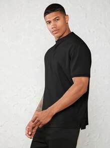 GENTILAND Men Cotton Button Front Polo Shirt - Black - View 4