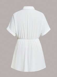 SHEIN Frenchy Plus Chain Detail Batwing Sleeve Shirt - White - View 7