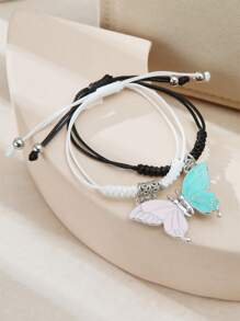 2 Cái/bộ Nam Nhiều Màu Có Thể Điều Chỉnh Từ Tính Vẽ Bướm Cặp Đôi Tình Bạn Vòng Tay - Nhiều màu - Xem 3