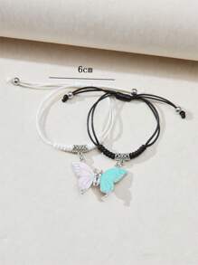 2 Cái/bộ Nam Nhiều Màu Có Thể Điều Chỉnh Từ Tính Vẽ Bướm Cặp Đôi Tình Bạn Vòng Tay - Nhiều màu - Xem 4