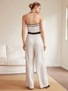 MOTF PREMIUM Bộ đồ liền thân bằng vải lanh Viscose - Màu be - Xem 6