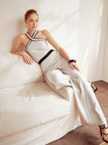 MOTF PREMIUM Bộ đồ liền thân bằng vải lanh Viscose - Màu be - Xem 7