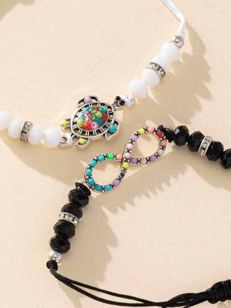 Set Di 8 Braccialetti Elasticizzati In Stile Bohémien Con Perline Di Cristallo E Acrilico - Multistrato E Impilabili - Gioielli Alla Moda Per Donne E Ragazze