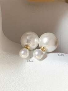 1 cặp bông tai ngọc trai giả hai mặt thiết kế cá nhân hóa mặt trước sau - trắng - Xem 7
