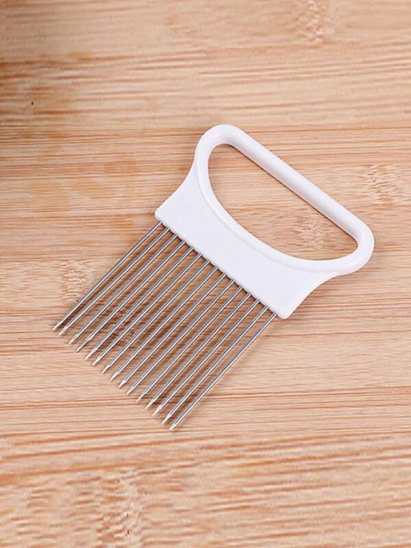 1pc Plastic Onion Needle, Minimalist White Onion Cutter For Slicing