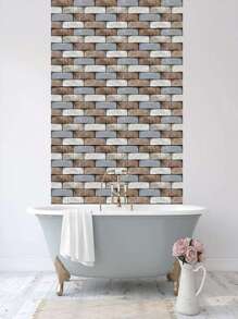 1pc PVC Wall Paper, Modern Brick Pattern Waterproof Wall Adhesive Roll For Home - Multicolor - View 4