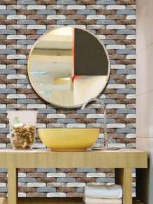 1pc PVC Wall Paper, Modern Brick Pattern Waterproof Wall Adhesive Roll For Home - Multicolor - View 6