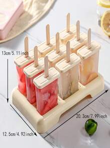 1入組PP冰棒模具帶50入組棒廚房用極簡主義米色冰棒機模具 - 米色 - 查看 5