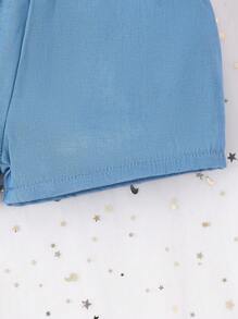 SHEIN 嬰兒女童蝴蝶印花t恤和紙袋腰短褲套裝 - 彩色 - 查看 3