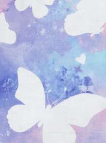 SHEIN 嬰兒女童蝴蝶印花t恤和紙袋腰短褲套裝 - 彩色 - 查看 5