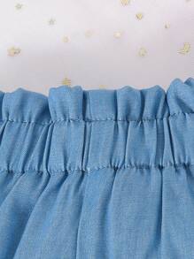 SHEIN 嬰兒女童蝴蝶印花t恤和紙袋腰短褲套裝 - 彩色 - 查看 7