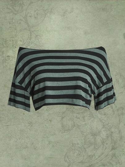 Fairycore Striped Print Crop Tee