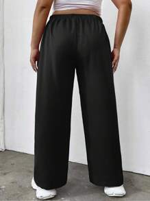 Flirla Plus Plicated Detail Straight Leg Trousers - Black - View 2