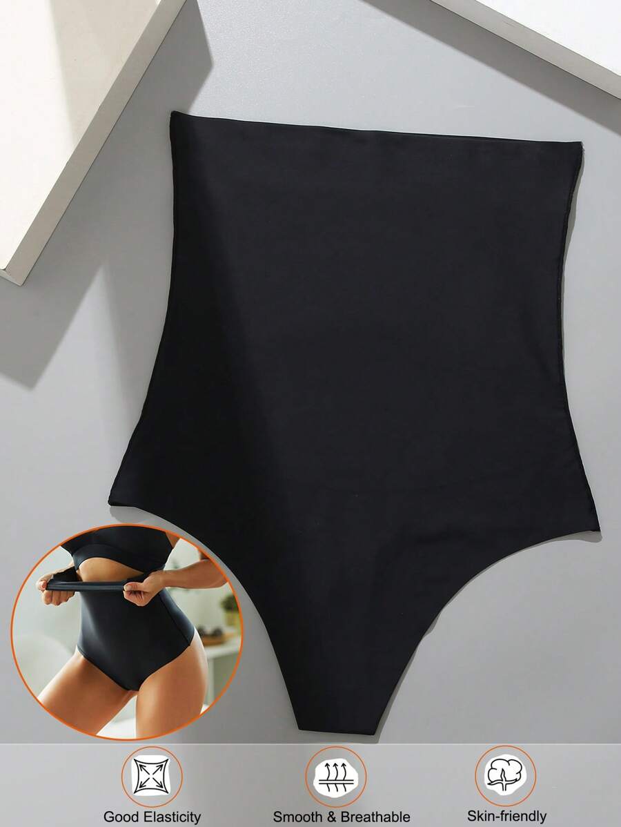 FINETOO 素色高腰塑形三角褲 - 黑色 - 查看 1