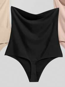 FINETOO 素色高腰塑形三角褲 - 黑色 - 查看 2