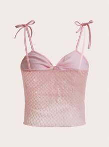 ROMWE Fairycore Tie Front Cami Top - Pink - View 4