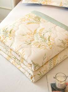 1pc Leaf Pattern Quilt, Modern Fabric Quilt For Home - Multicolor - View 3