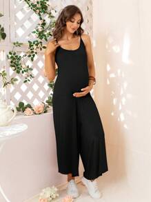 DEARCASE Maternidad Mono de tirantes de pierna ancha unicolor - Negro - Ver 1