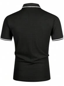Manfinity Homme Men Single Striped Trim Polo Shirt - Black - View 2