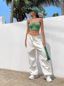 SHEIN EZwear Áo khoác và áo lót dành cho xe tăng nữ Xù Buộc lại Gân đan Sọc Giải trí - Nhiều màu - Xem 5