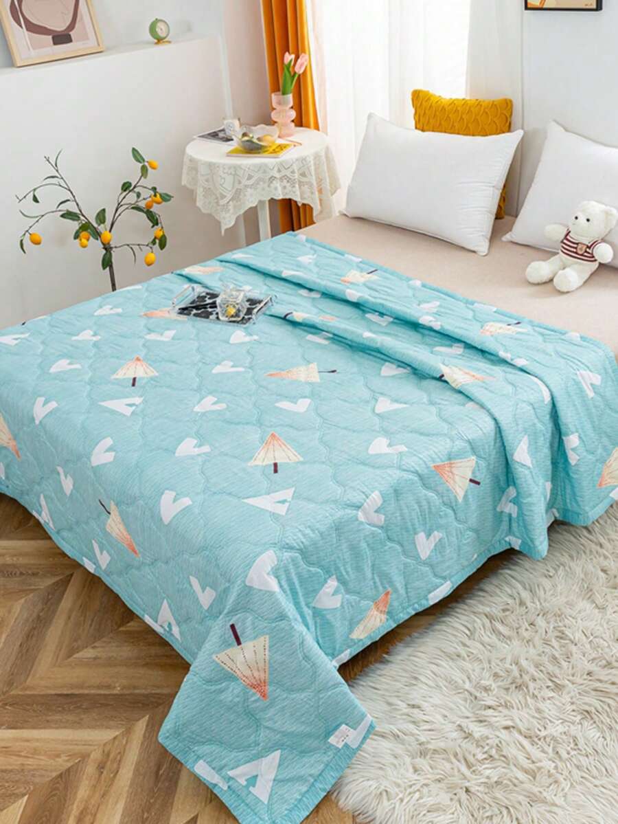 1pc Umbrella Pattern Quilt, Modern Fabric Quilt For Home - Multicolor - View 1