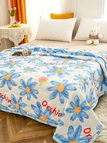 1pc Flower Pattern Quilt, Modern Fabric Quilt For Home - Multicolor - View 1