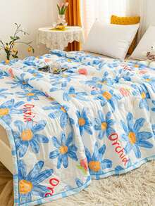 1pc Flower Pattern Quilt, Modern Fabric Quilt For Home - Multicolor - View 5
