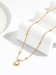 1pc Graduation/Mother's Day/Teacher's Stainless Steel Necklace With Rhinestones Square Crystal Cubic Zirconia Pendant