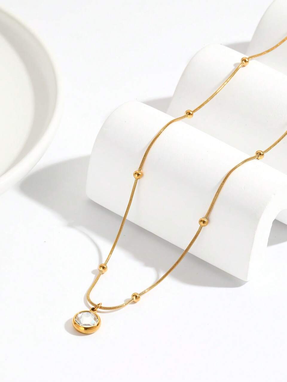 1pc Graduation/Mother's Day/Teacher's Stainless Steel Necklace With Rhinestones Square Crystal Cubic Zirconia Pendant