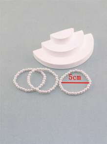 3 cái/bộ Vòng Tay Đính Hạt Ngọc Trai Giả - trắng - Xem 3