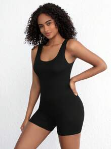 Ocili Leisure Stretchy & Comfy Ribbed High Waist Cycling Shorts Lounge Shorts - Black Sleep Shorts - Black - View 6