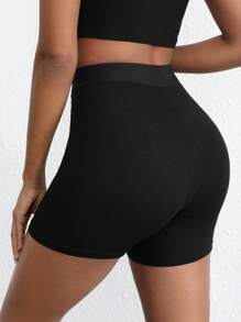 Ocili Leisure Stretchy & Comfy Ribbed High Waist Cycling Shorts Lounge Shorts - Black Sleep Shorts - Black - View 11